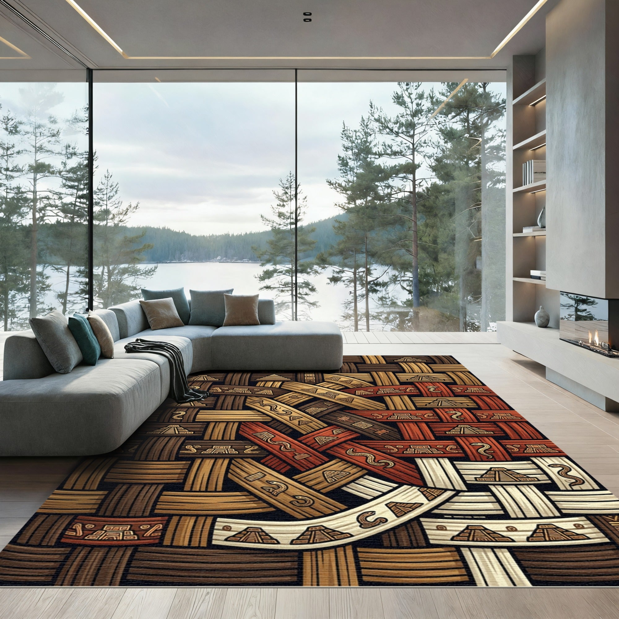 Aztec Woven Serpent Earth Tone Earthscape Rug