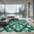 Modern Emerald Green Interlocking Geometric Links Rug