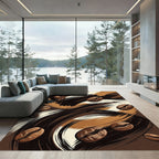 Abstract Coffee Bean Swirl Art Rug
