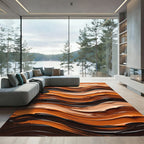 Abstract Earthy Swirls Wavy Texture Rug