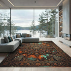 Antique Copper Teal Medallion Frame Rug