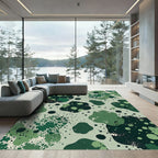 Abstract Organic Green Splatter Shapes Rug
