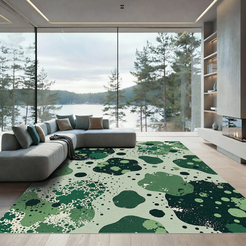 Abstract Organic Green Splatter Shapes Rug