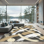 Textural Bronze and Cream Brushstrokes Rug