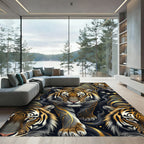 Majestic Golden Tiger Smoke Art Rug