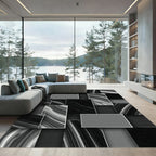 Monochrome Swirl Rectangular Collage Rug