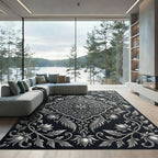 Elegant Silver Lotus Vine Relief Rug