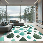 Teal and Gray Droplet Pattern Rug
