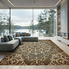 Antique Gold Lace Medallion Swirl Rug