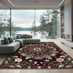 Celestial Star Floral Dark Plum Art Rug