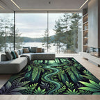Lush Emerald Forest Stream Silhouette Rug