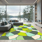 Modern Lime Green Abstract Organic Pebble Rug
