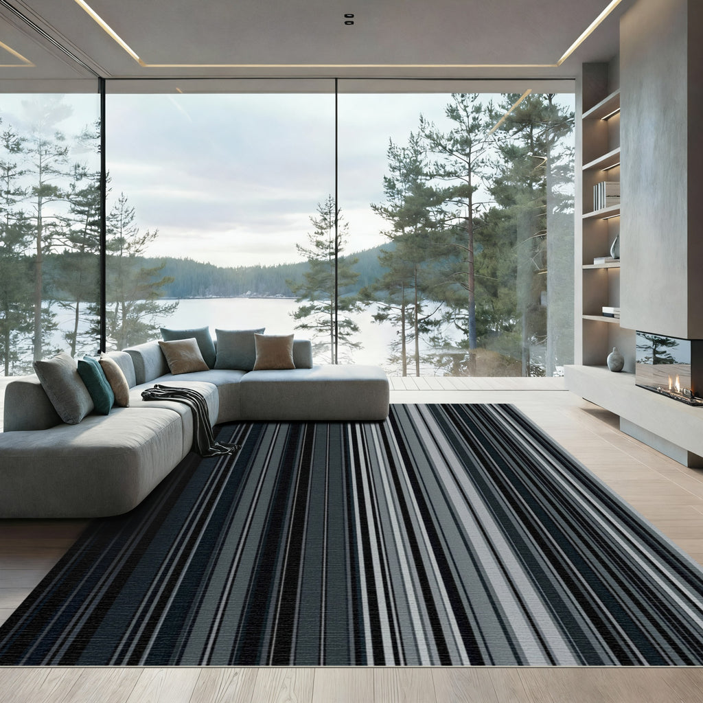 Monochrome Vertical Stripe Gradient Rug