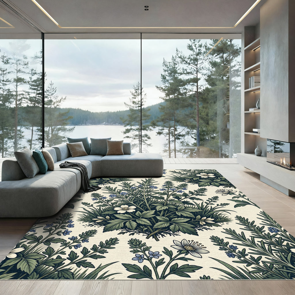 Vintage Botanical Garden Floral Rug