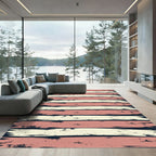 Distressed Pink Cream Horizontal Stripe Rug