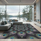 Intricate Peacock Feather Mandala Rug