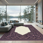 Ornate Pink Key Geometric Border Rug