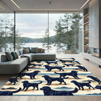 Coastal Black Labrador Retriever Beach Scene Rug