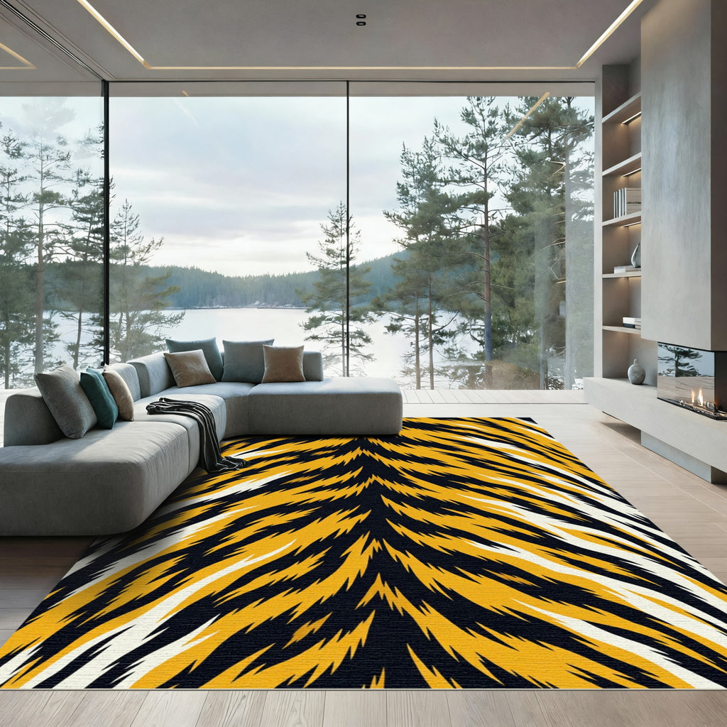 Bold Orange Tiger Stripe Abstraction Rug