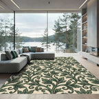 Elegant Sage Green Acanthus Vine Scroll Rug