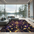 Golden Celestial Moon and Starry Sky Rug