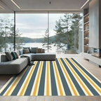 Modern Mustard Yellow Navy Striped Rug