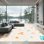 Whimsical Asterisk Alphabet And Stars Rug