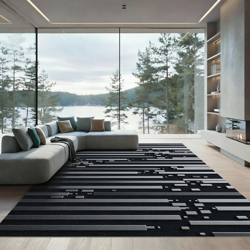 Gray Linear Abstract Composition Rug