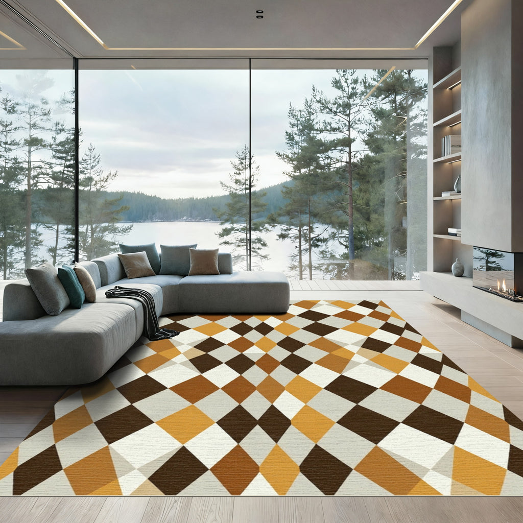 Earthy Tones Diamond Lattice Rug