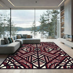 Geometric Maroon Ivory Tribal Art Rug