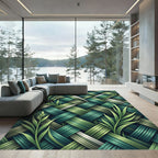Woven Green Tropical Leaf Blend Rug