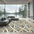 Contemporary Beige Cream Woven Grid Rug