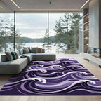 Deep Purple Abstract Rolling Waves Rug