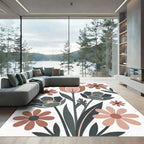 Terracotta Pastel Floral Bloom Arrangement Rug