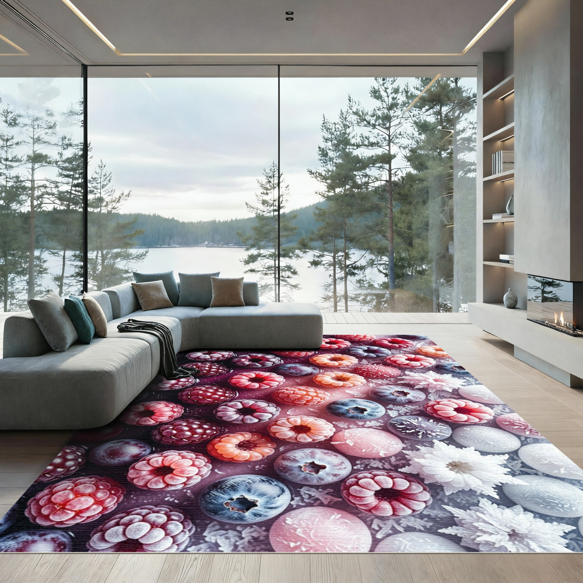Berry Frost Gradient Floral Artistic Rug