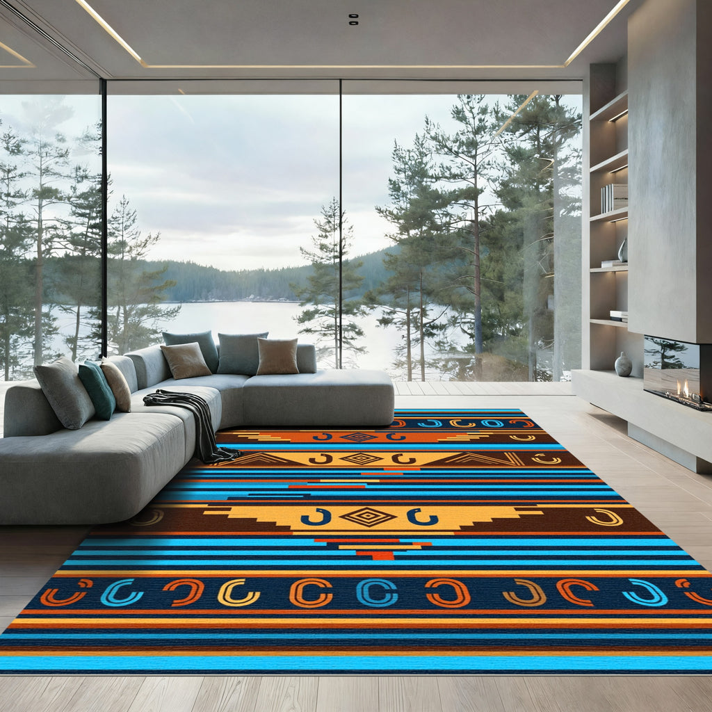 Bold Indigo Tribal Stripe Rug