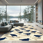 Minimalist Navy Shorebird Sand Beach Rug