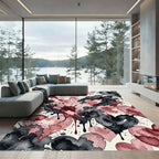Crimson Blush Splatter Hearts Rug
