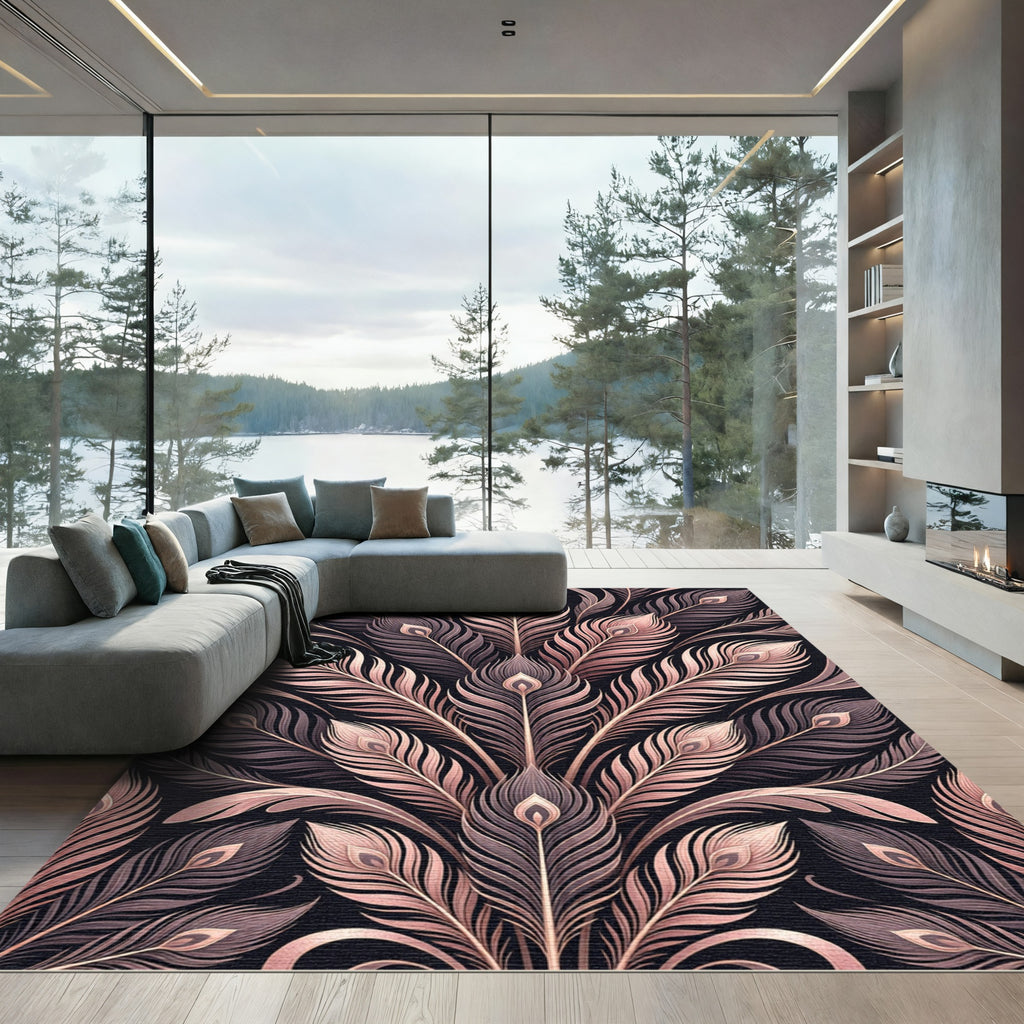 Rose Gold Feathered Fan Arrangement Rug