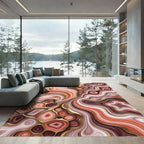 Abstract Terracotta Fluid Agate Gold Overlay Rug