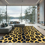Golden Leopard Floral Spot Rug