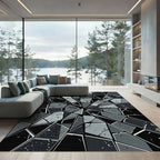 Monochromatic Shattered Glass Geometric Area Rug