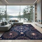 Celestial Golden Fireworks Starry Sky Rug