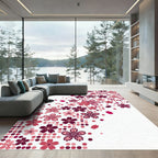 Crimson Pink Cherry Blossoms Scattered Dots Rug