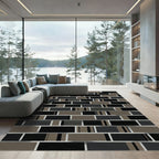 Modern Gray Black Brick Arrangement Rug