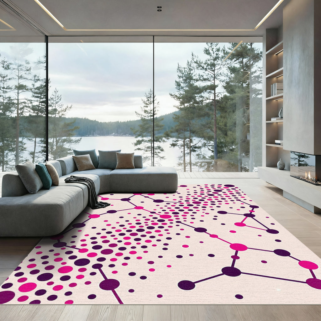 Amethyst Pink Network Dots Rug