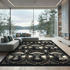 Rustic Black Bull Farmhouse Frame Rug