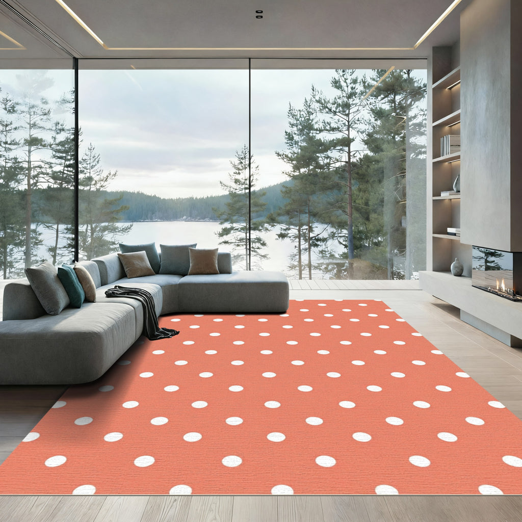 Coral White Polka Dot Classic Rug