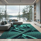 Teal Geometric Mountain Stairway Rug