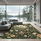 Elegant Golden Floral Arch Gate Art Rug